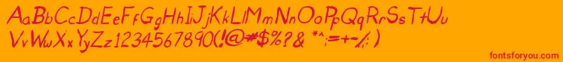 UntidyItalicSkrawl Font – Red Fonts on Orange Background