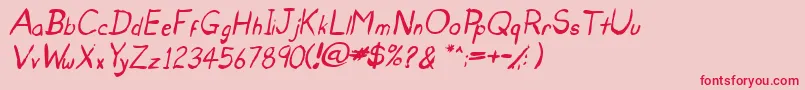 UntidyItalicSkrawl Font – Red Fonts on Pink Background