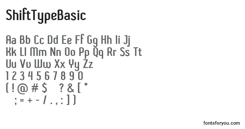 ShiftTypeBasic-fontti – aakkoset, numerot, erikoismerkit