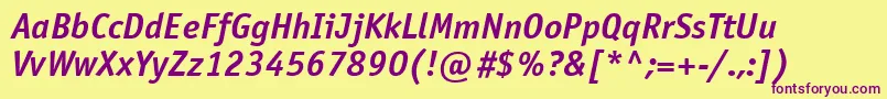 OfficinasanskoicttBolditalic Font – Purple Fonts on Yellow Background