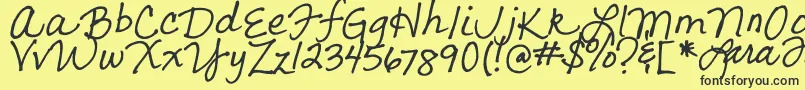 LarasLetters-fontti – mustat fontit keltaisella taustalla