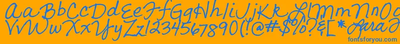 LarasLetters Font – Blue Fonts on Orange Background
