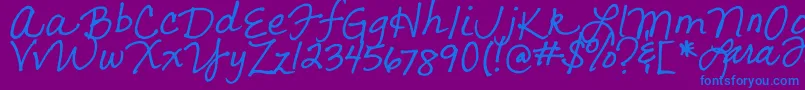 フォントLarasLetters – 紫色の背景に青い文字
