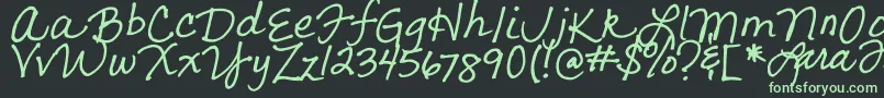 LarasLetters-fontti – vihreät fontit mustalla taustalla