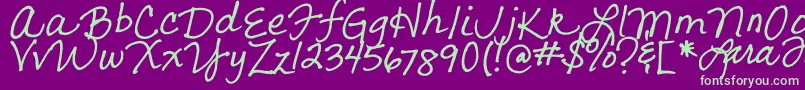 LarasLetters-fontti – vihreät fontit violetilla taustalla