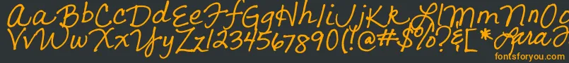 LarasLetters-fontti – oranssit fontit mustalla taustalla