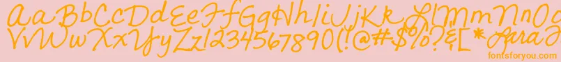 LarasLetters-fontti – oranssit fontit vaaleanpunaisella taustalla