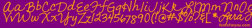 LarasLetters-Schriftart – Orangefarbene Schriften auf violettem Hintergrund