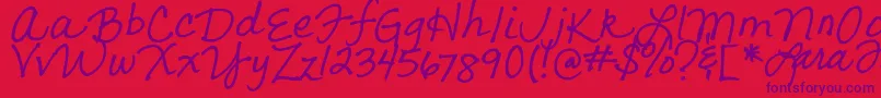 LarasLetters-Schriftart – Violette Schriften auf rotem Hintergrund