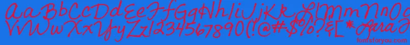 フォントLarasLetters – 赤い文字の青い背景