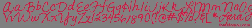 LarasLetters-fontti – punaiset fontit harmaalla taustalla