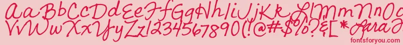 フォントLarasLetters – ピンクの背景に赤い文字