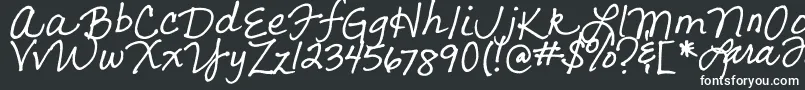 LarasLetters-fontti – valkoiset fontit mustalla taustalla