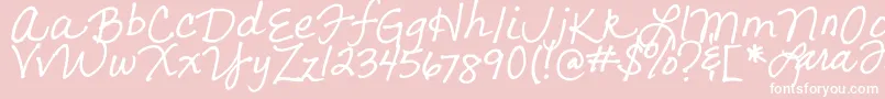 LarasLetters-fontti – valkoiset fontit vaaleanpunaisella taustalla