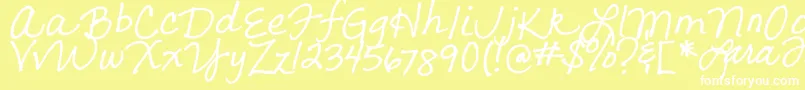 LarasLetters-fontti – valkoiset fontit keltaisella taustalla