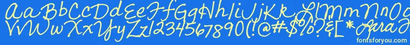 LarasLetters Font – Yellow Fonts on Blue Background