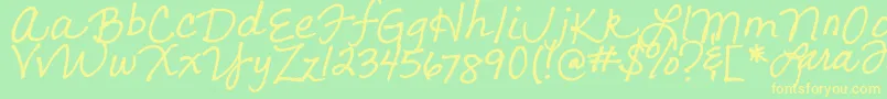 LarasLetters-Schriftart – Gelbe Schriften auf grünem Hintergrund