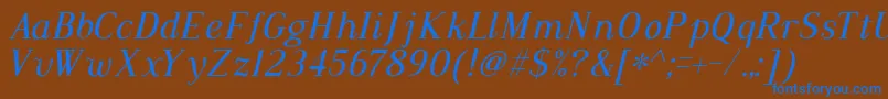 DustismoRomanItalic-fontti – siniset fontit ruskealla taustalla