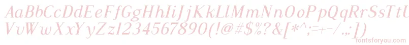フォントDustismoRomanItalic – 白い背景にピンクのフォント