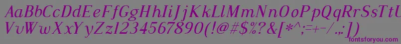 DustismoRomanItalic-Schriftart – Violette Schriften auf grauem Hintergrund