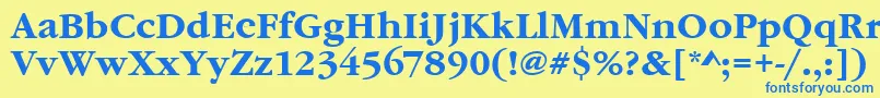 フォントGaramonditcteeBold – 青い文字が黄色の背景にあります。