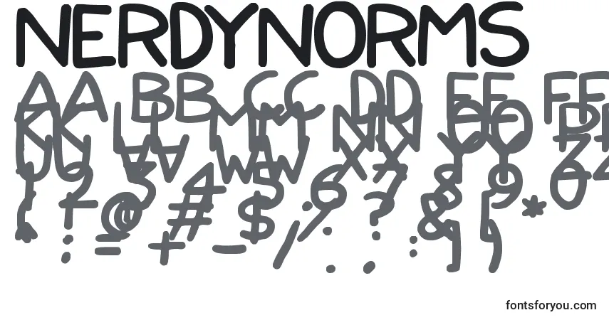 A fonte NerdyNorms – alfabeto, números, caracteres especiais
