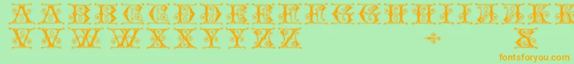 Gingerbread-Schriftart – Orangefarbene Schriften auf grünem Hintergrund