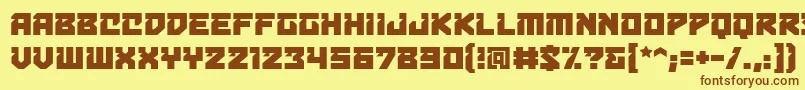 フォントBulletproofdecobb – 茶色の文字が黄色の背景にあります。