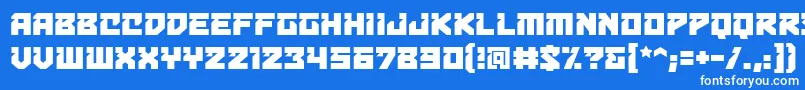 Czcionka Bulletproofdecobb – białe czcionki na niebieskim tle