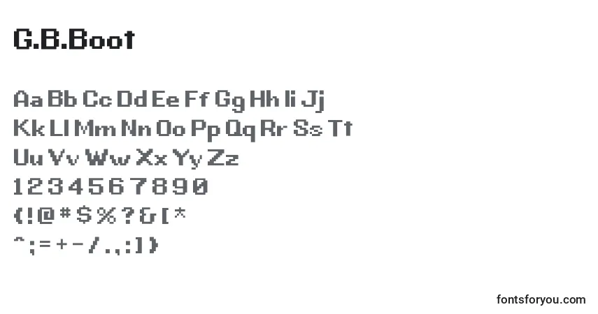 Czcionka G.B.Boot – alfabet, cyfry, specjalne znaki