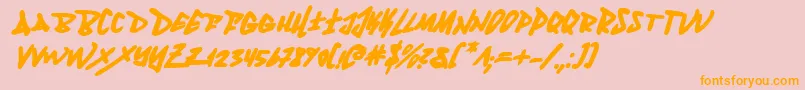 Fantombi-Schriftart – Orangefarbene Schriften auf rosa Hintergrund