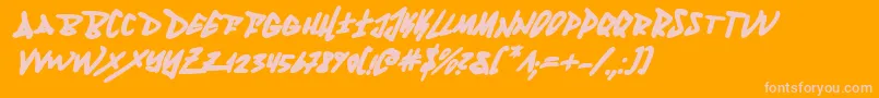 Fantombi-Schriftart – Rosa Schriften auf orangefarbenem Hintergrund