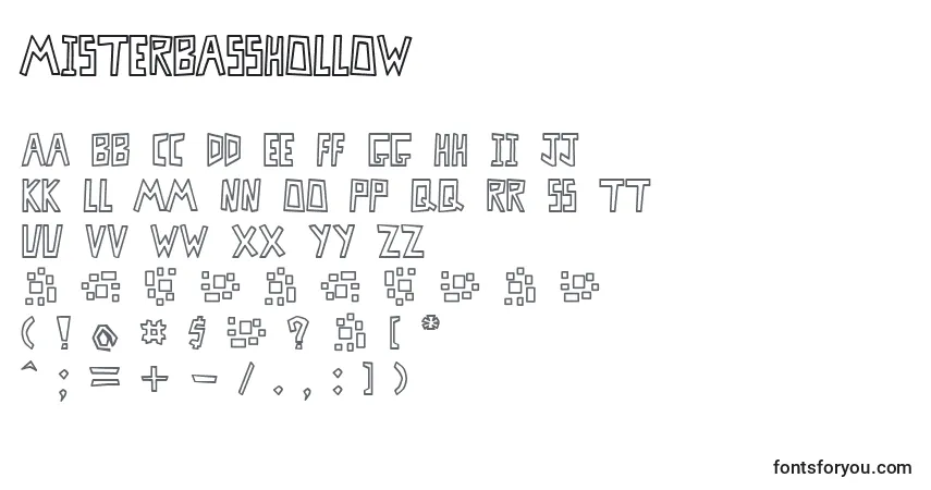 Шрифт MisterbassHollow – алфавит, цифры, специальные символы
