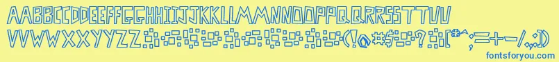 MisterbassHollow Font – Blue Fonts on Yellow Background