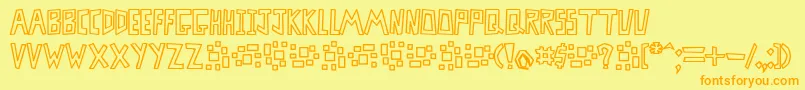 Шрифт MisterbassHollow – оранжевые шрифты на жёлтом фоне
