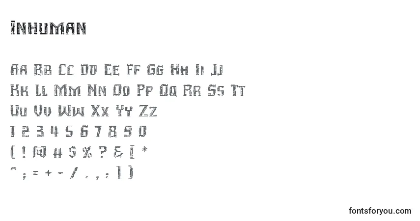 A fonte Inhuman – alfabeto, números, caracteres especiais
