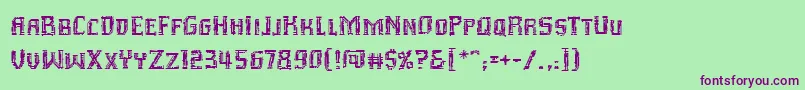 Inhuman-Schriftart – Violette Schriften auf grünem Hintergrund