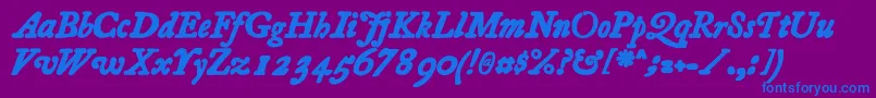 Essays1743BoldItalic Font – Blue Fonts on Purple Background