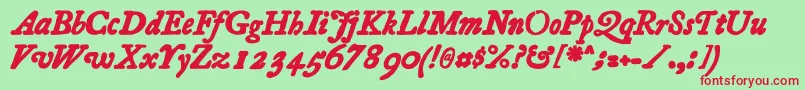 Essays1743BoldItalic Font – Red Fonts on Green Background