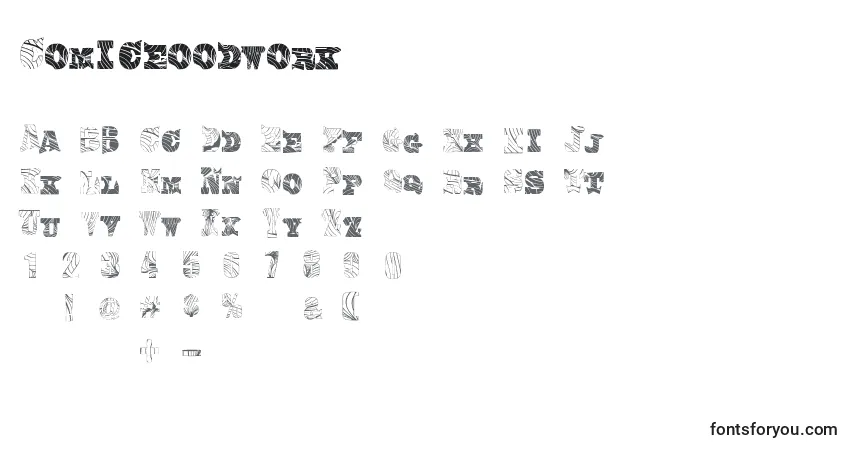 Schriftart Comiceoodwork – Alphabet, Zahlen, spezielle Symbole