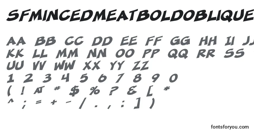 Шрифт SfMincedMeatBoldOblique – алфавит, цифры, специальные символы