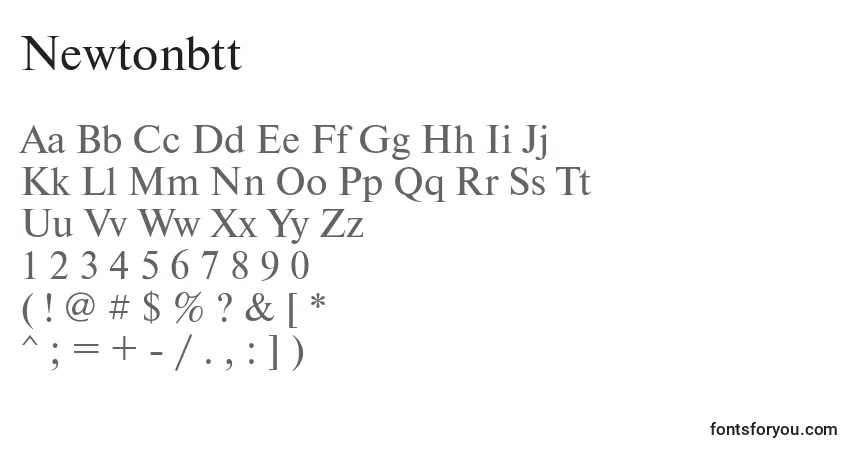 Schriftart Newtonbtt – Alphabet, Zahlen, spezielle Symbole