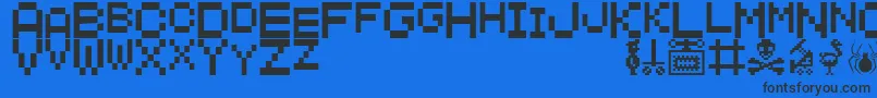 フォントManicMiner – 黒い文字の青い背景