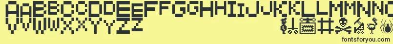 ManicMiner Font – Black Fonts on Yellow Background