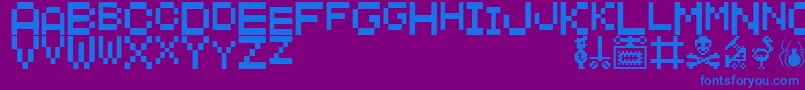 ManicMiner Font – Blue Fonts on Purple Background