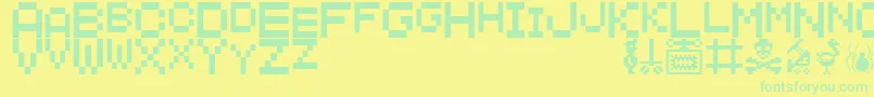 ManicMiner Font – Green Fonts on Yellow Background