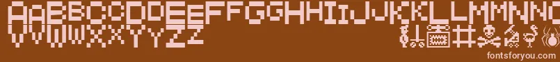 ManicMiner Font – Pink Fonts on Brown Background