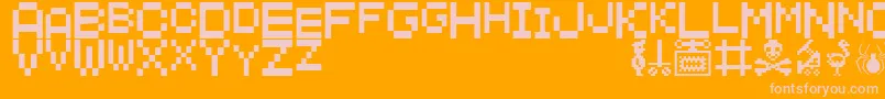 フォントManicMiner – オレンジの背景にピンクのフォント