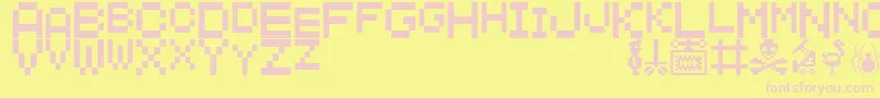 ManicMiner Font – Pink Fonts on Yellow Background