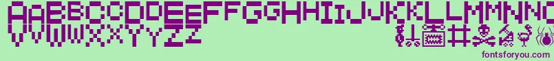 ManicMiner Font – Purple Fonts on Green Background